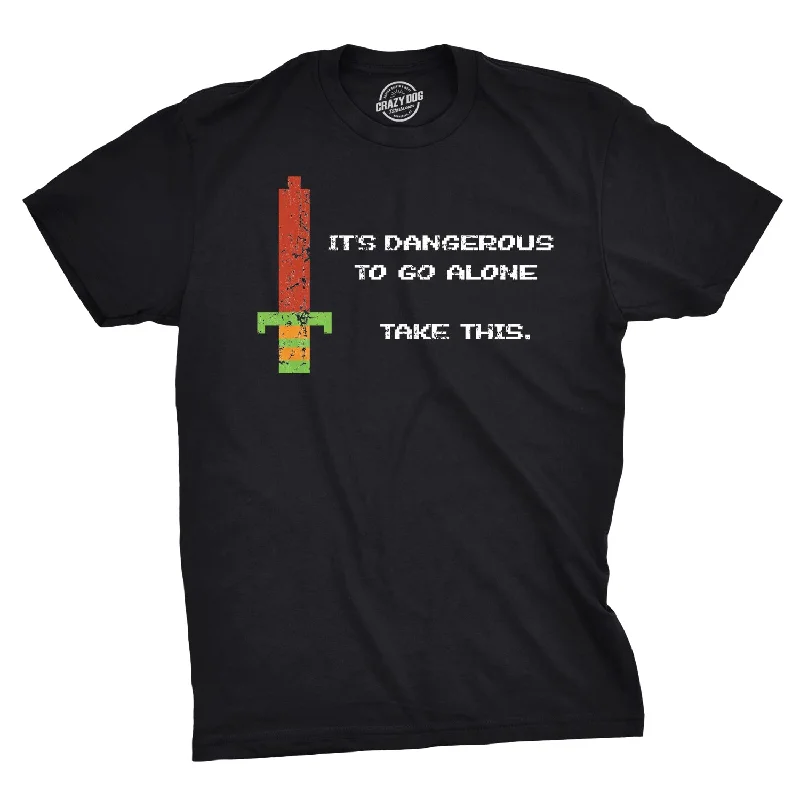 Men's athletic performance t-shirt-It's Dangerous To Go Alone Men's T Shirt