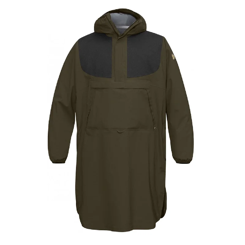 Men's performance windbreaker-Fjallraven Lappland Eco Shell Poncho Dark Olive