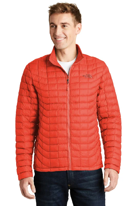 Men's gym-ready softshell jacket-The North Face Mens ThermoBall Trekker Water Resistant Full Zip Jacket - Fire Brick Red - Closeout