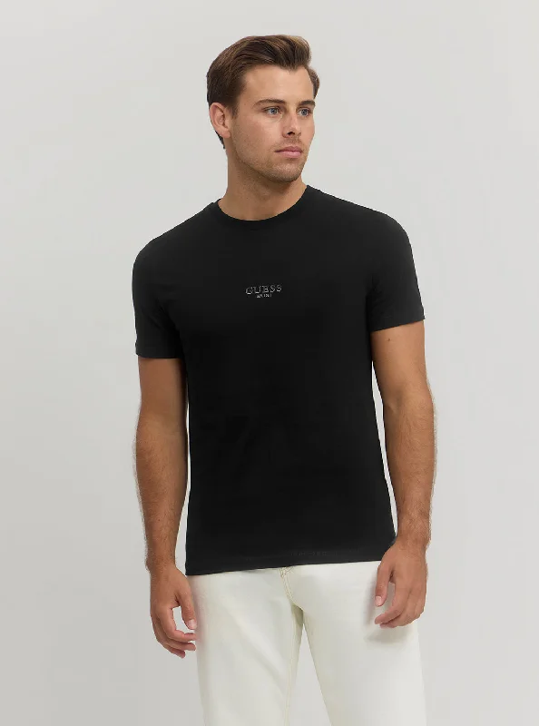 Men's fashion-forward t-shirt-Eco Black Logo Aidy T-Shirt