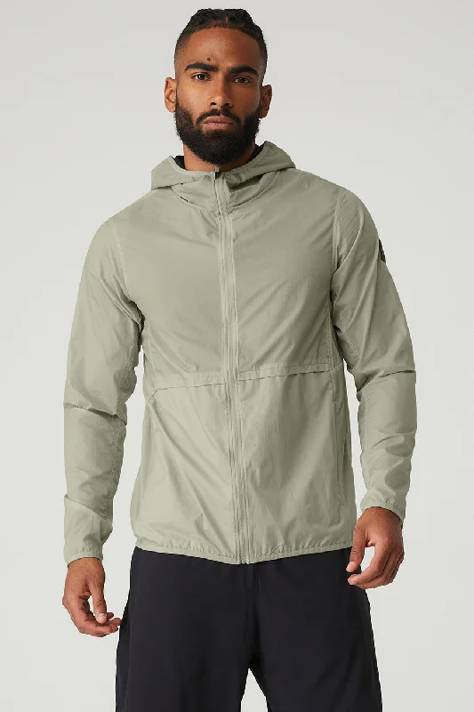 Men's pre-washed anorak-Repeat Running Jacket - Limestone