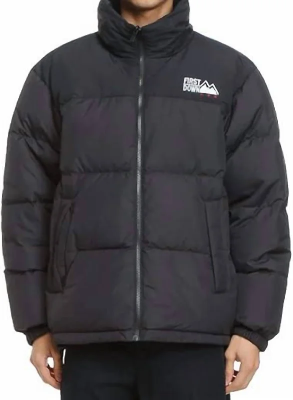 Men's fashionable bomber jacket-Reversible Bubble Down Jacket In Black