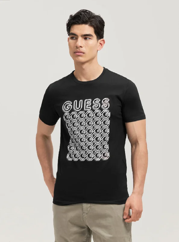 Men's seamless t-shirt-Eco Black Logo Chain T-Shirt