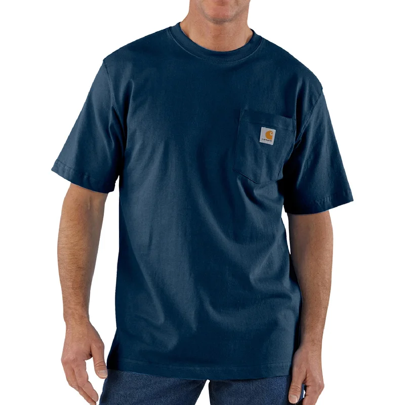 Men's eco-friendly bamboo t-shirt-Carhartt Men's Short Sleeve Pocket T-Shirt_Navy