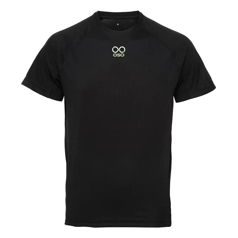 Men's organic cotton t-shirt-OSO Panelled Perfomance Tee - Black