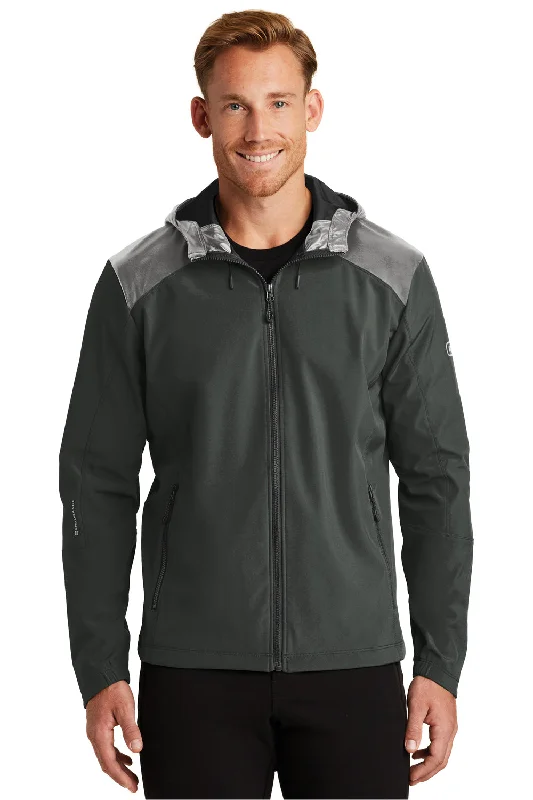 Men's eco-conscious windbreaker-Ogio Mens Endurance Liquid Wind & Water Resistant Full Zip Hooded Jacket - Blacktop - Closeout