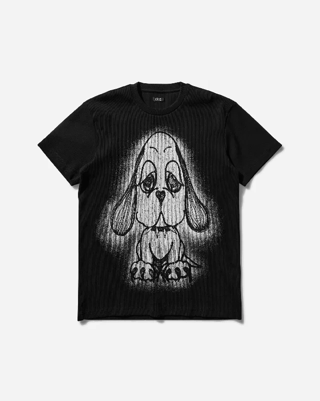 Men's athletic performance t-shirt-Men's Heart Eye Pup Ribbed T-Shirt Black