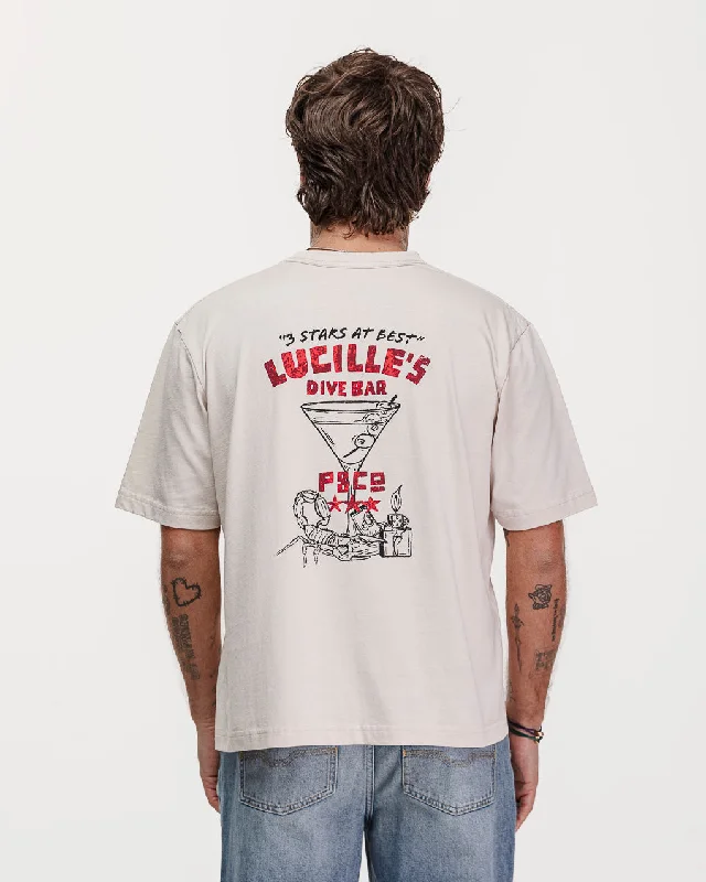 Men's high-performance t-shirt-Lucille's Dive Bar Boxy T-Shirt - Bone