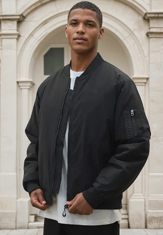 Men's sporty utility jacket-MA1 BOMBER JACKET BLACK