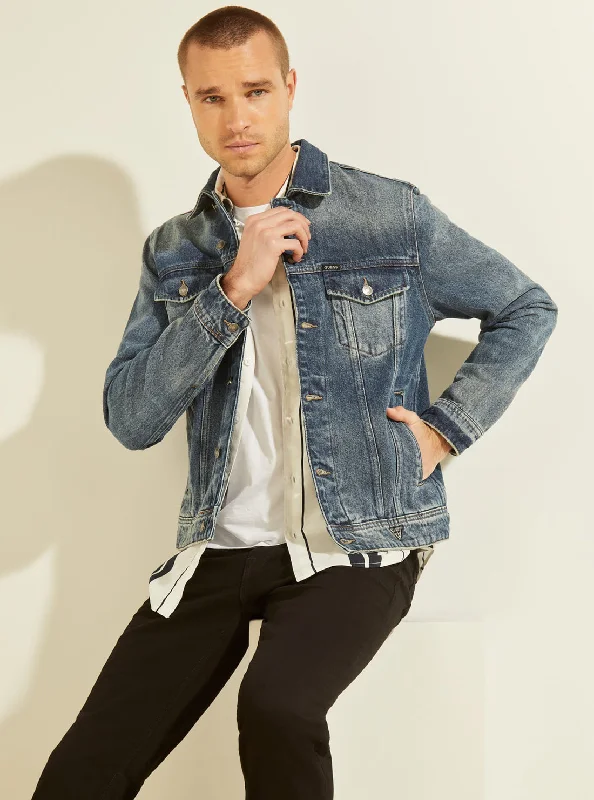 Men's summer windbreaker-Dillon Classic Denim Jacket In Mid Wash