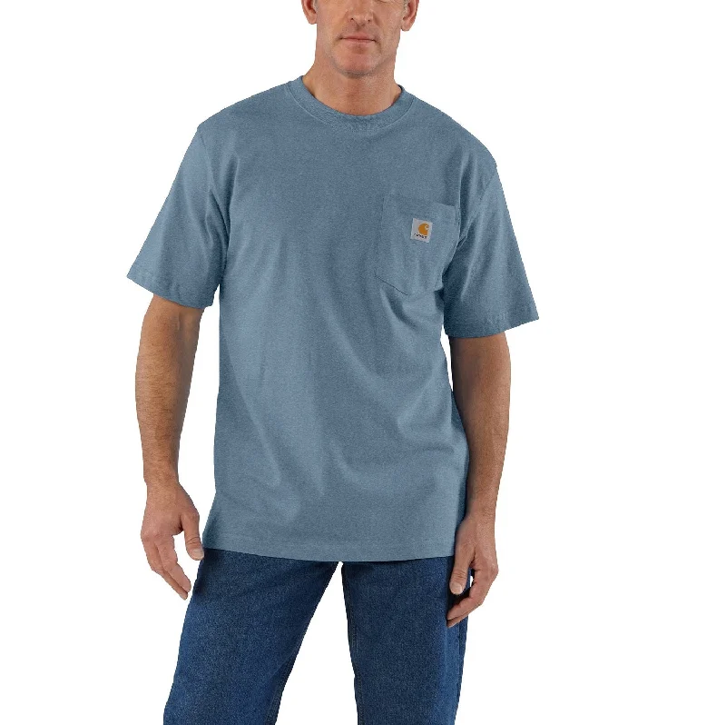 Men's hand-painted t-shirt-Carhartt Men's Short Sleeve Pocket T-Shirt_Thundercloud Heather