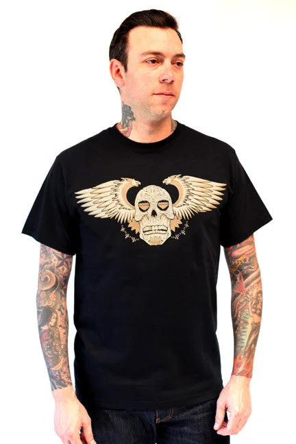 Men's wrinkle-resistant t-shirt-Winged Skull  M-285