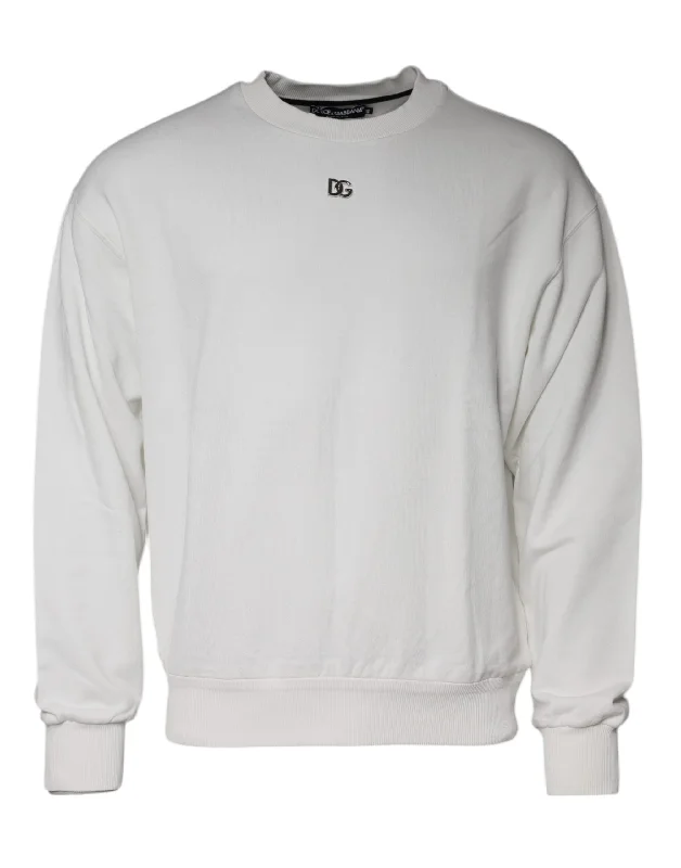 Men's summer knitwear-Dolce & Gabbana Logo Cotton Crew Neck Pullover Men's Sweater (Pre-Owned)