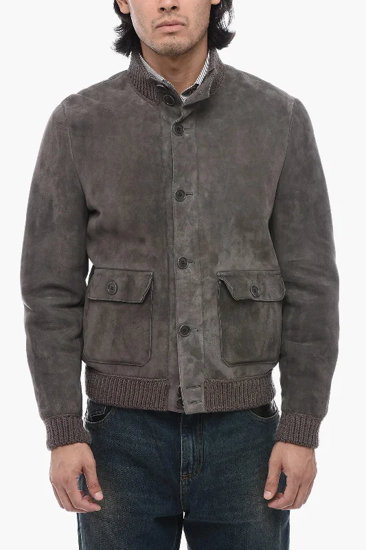 Men's modern utility coat-Salvatore Santoro Suede Jacket with Knitted Detailing