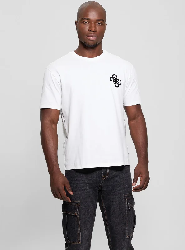 Men's retro-inspired t-shirt-White Bandana Applique T-Shirt