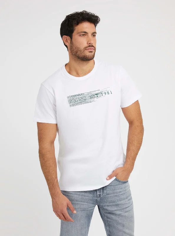 Men's high-performance t-shirt-White Logo Embroidered T-Shirt