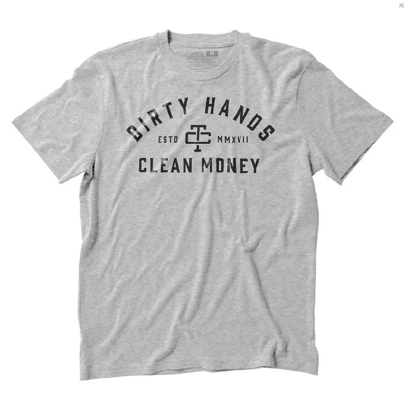 Men's eco-friendly bamboo t-shirt-Troll Co. Men's "Dirty Hands Clean Money" Classic Short Sleeve Crewneck T-Shirt_Nickel