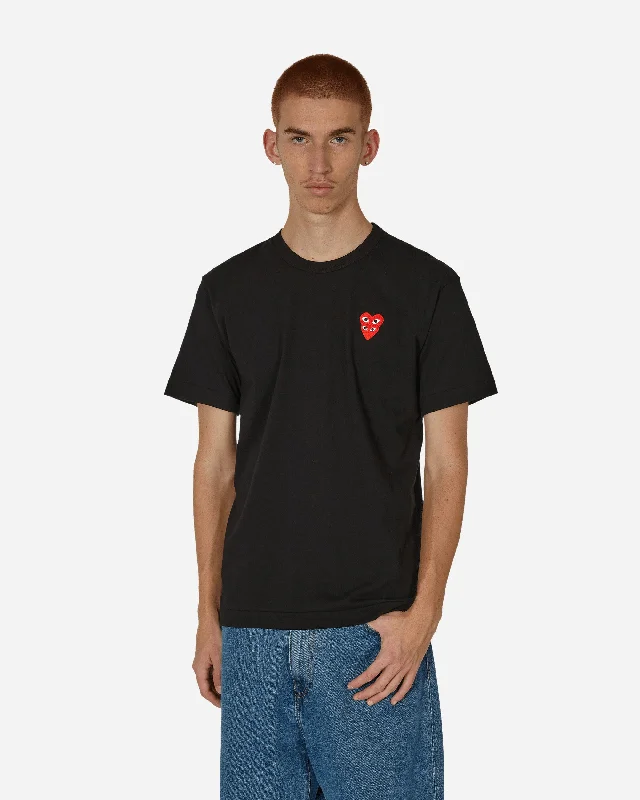 Men's wrinkle-resistant t-shirt-Double Heart T-Shirt Black