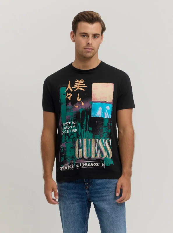 Men's distressed t-shirt-Eco Black Rise in the East T-Shirt