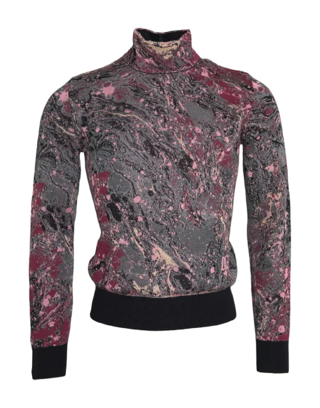 Men's insulated sweater-Dolce & Gabbana multi Graphic Turtle Neck Men Men's Sweater