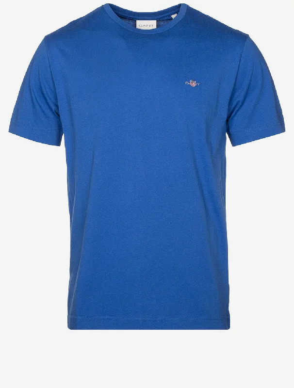 Men's longline t-shirt-Regular Fit Shield Short Sleeve T-Shirt Rich Blue