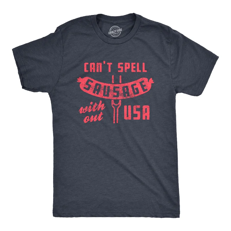 Men's seamless t-shirt-Can't Spell Sausage Without USA Men's T Shirt