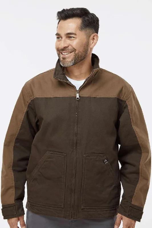 Men's quick-dry bomber jacket-Dri Duck Mens Horizon Canvas Full Zip Jacket - Tobacco Brown/Field Khaki