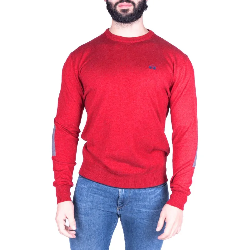 Men's moisture-wicking sweater-La Martina Chic Cotton Crew Neck Sweater with Embroide Men's Logo