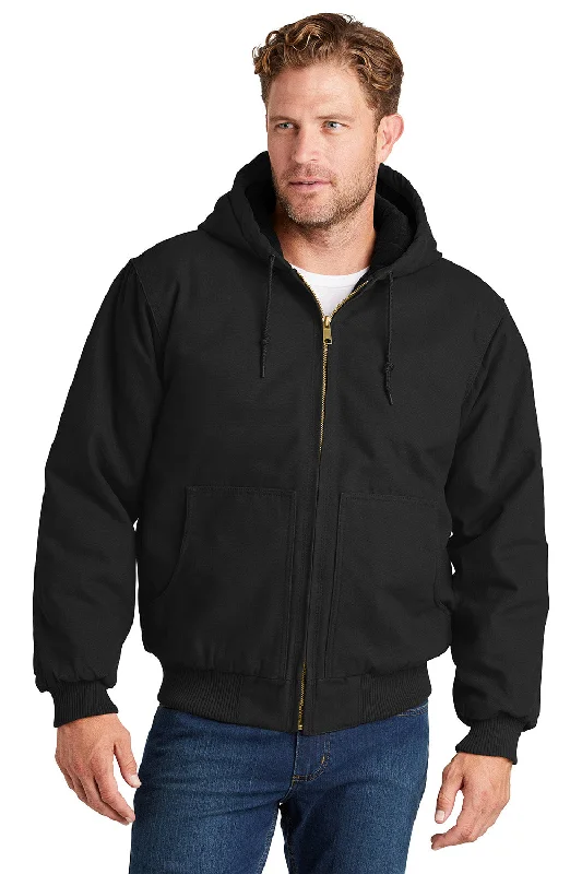 Men's fashion-forward anorak-CornerStone Mens Duck Cloth Full Zip Hooded Jacket - Black