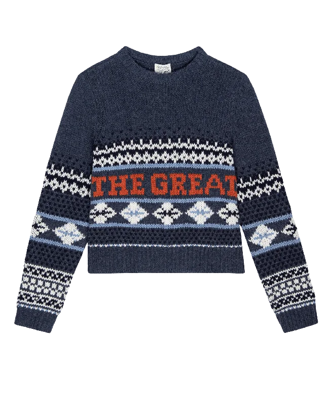 Men's versatile sweater-The Classic Crew Sweater. -- Deep Sky Fair Isle