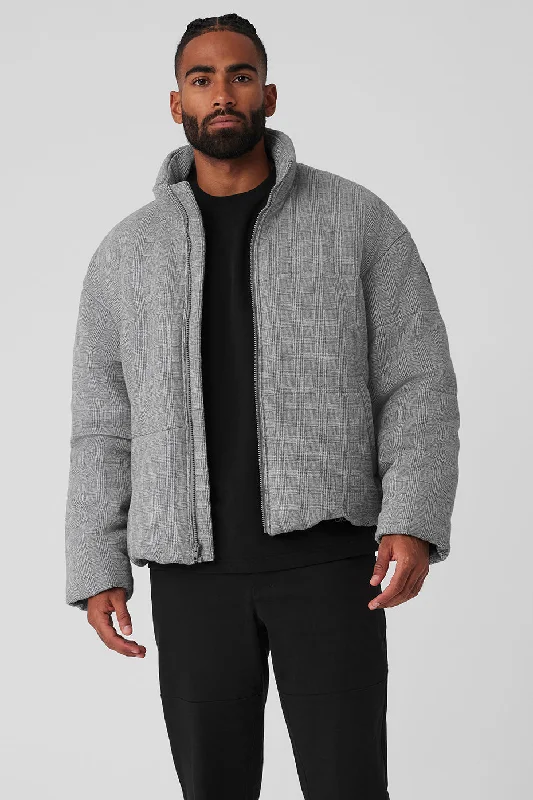 Men's wrinkle-resistant fleece jacket-Glenplaid Colosseum Stage Puffer - Light Glenplaid