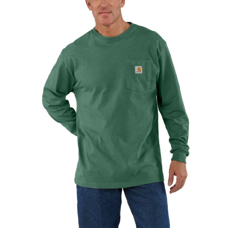 Men's wrinkle-resistant t-shirt-Carhartt Men's Logo Sleeve Long Sleeve T-Shirt_Frosted Balsam Heather