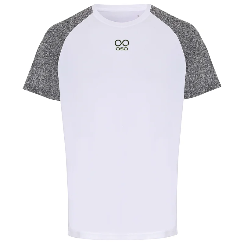 Men's classic fit t-shirt-OSO Slim Fit Baseball Tee - Wht/Blk Melange