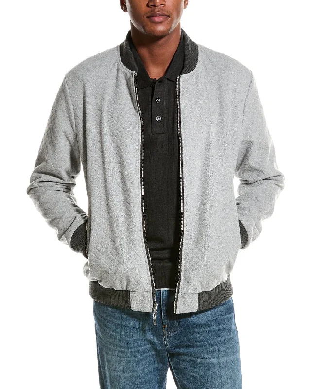 Men's breathable travel jacket-Elie Tahari Slim Fit Bomber Jacket