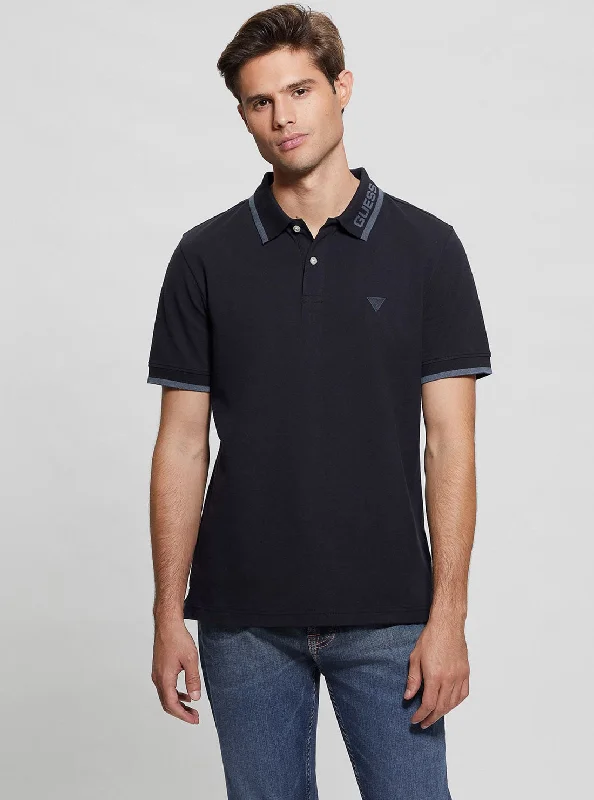 Men's seamless t-shirt-Eco Navy Lyle Short Sleeve Polo T-Shirt