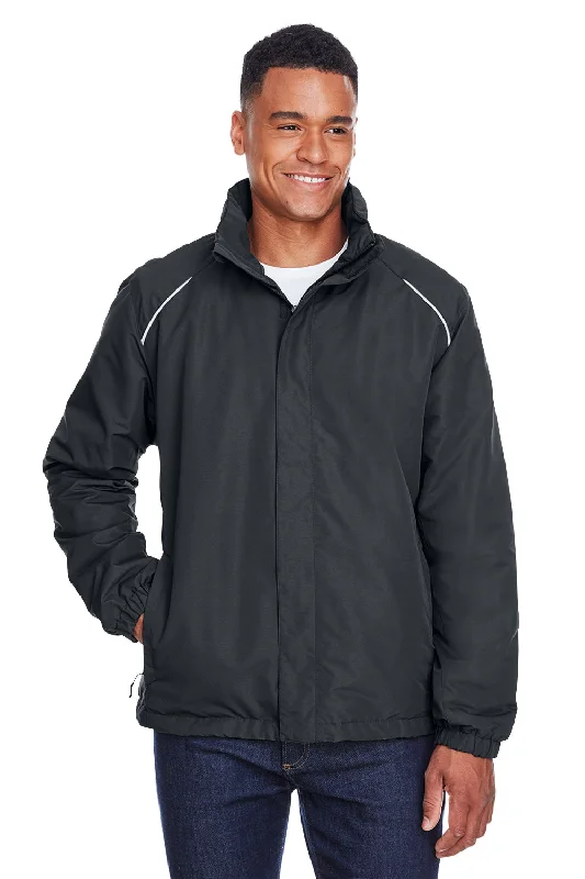 Men's sustainable down jacket-Core 365 Mens Profile Water Resistant Full Zip Hooded Jacket - Carbon Grey