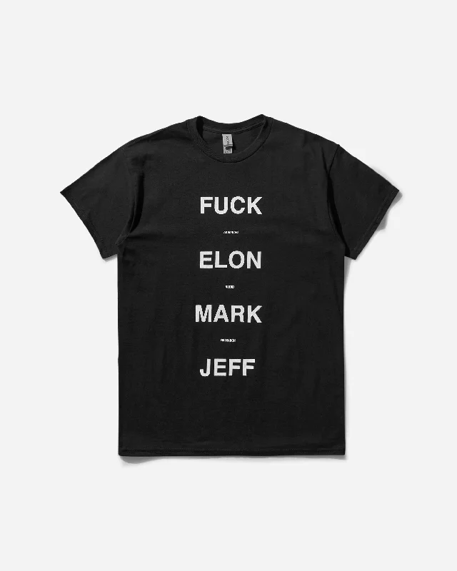 Men's distressed t-shirt-Fuck Elon Mark Jeff T-Shirt Black