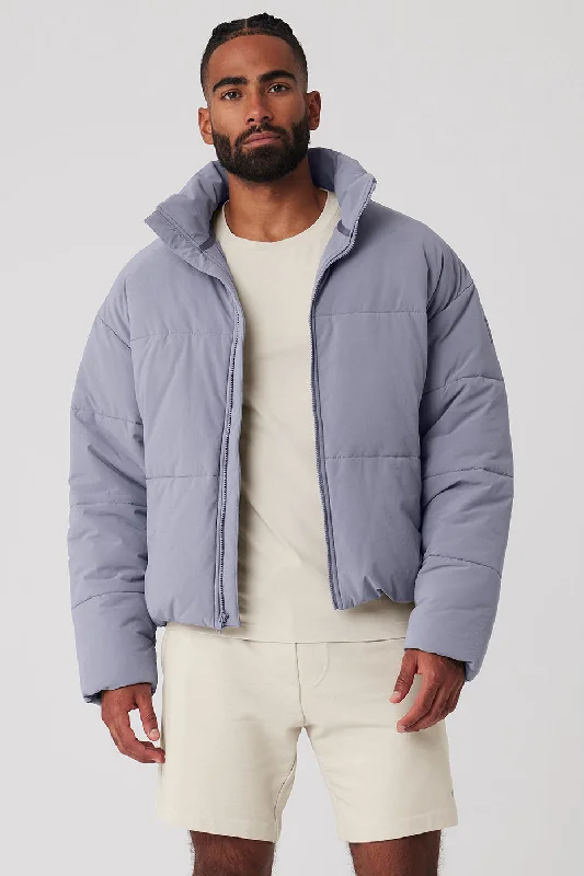 Men's performance softshell jacket-Stretch Woven Street Puffer - Fog