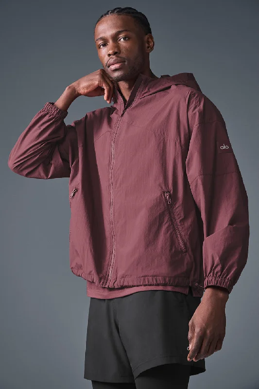 Men's organic bomber-Vantage Nylon Ripstop Track Jacket - Burgundy Truffle