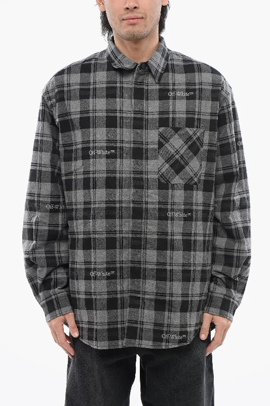 Men's breathable utility coat-Off-White Checkered Padded Overshirt