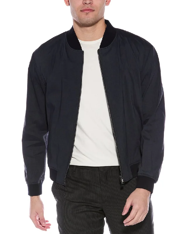 Men's breathable hiking jacket-BOSS Hugo Boss Linen-Blend Bomber Jacket