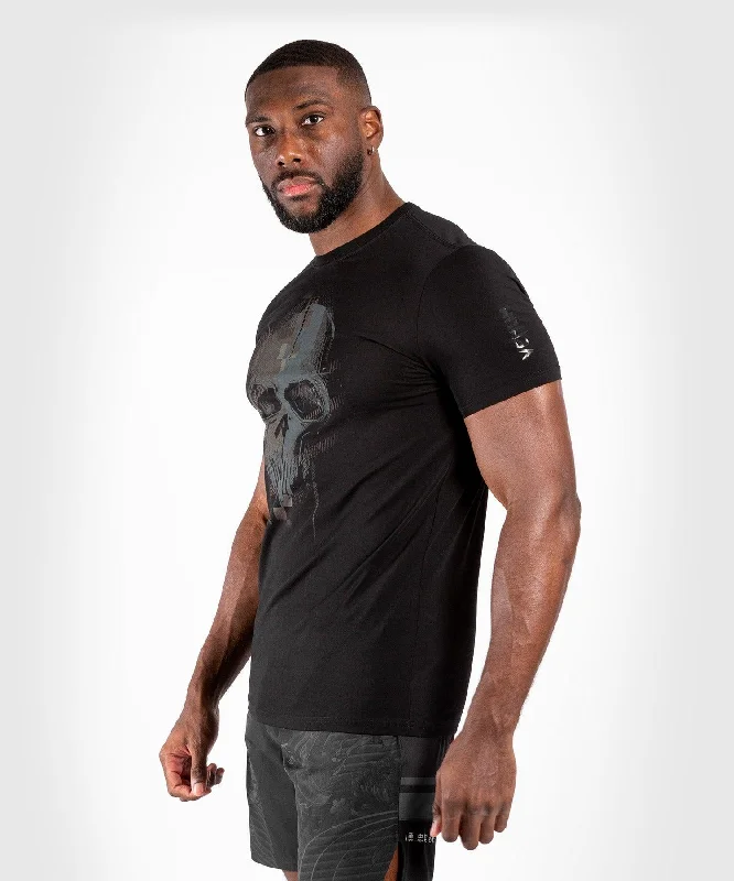 Men's longline t-shirt-Venum Skull T-shirt - Black/Black