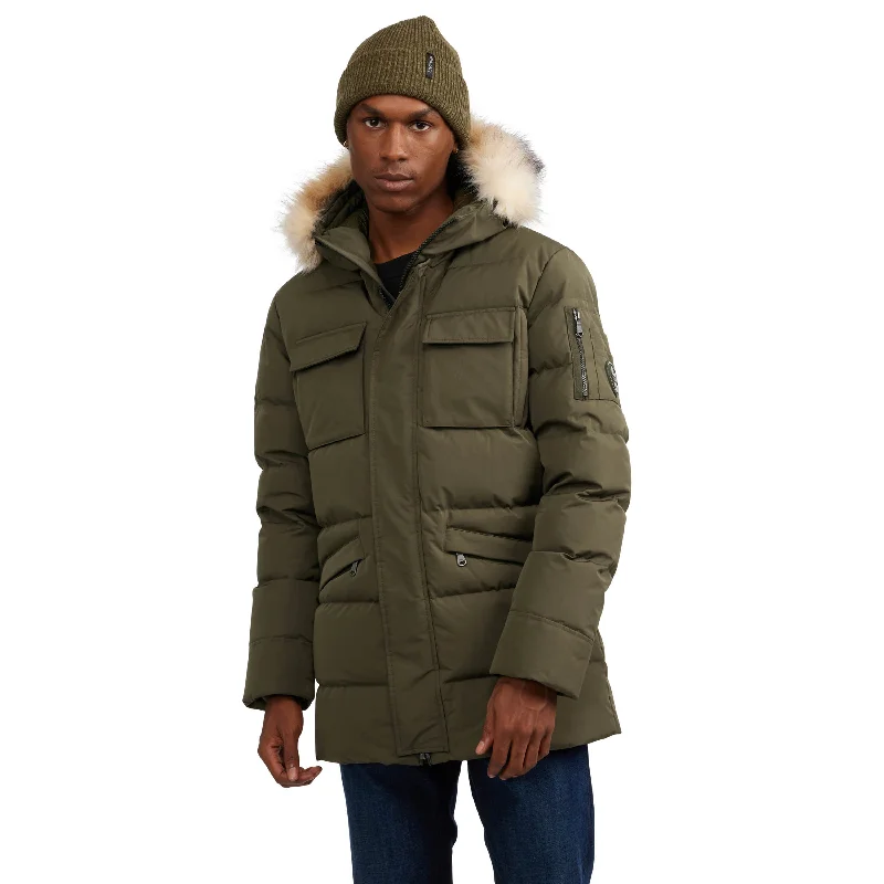 Men's organic cotton jacket-Pajar Men's Hamilton Channel Quilted Fixed Hood Parka