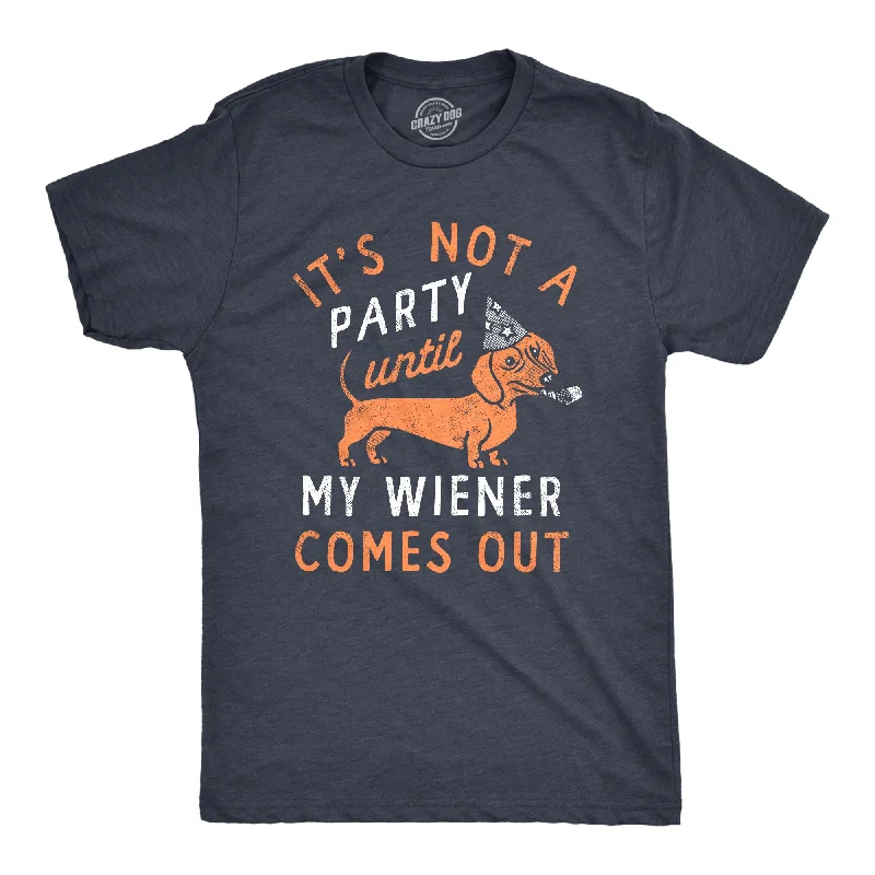 Men's hand-painted t-shirt-Its Not A Party Until My Wiener Comes Out Men's T Shirt