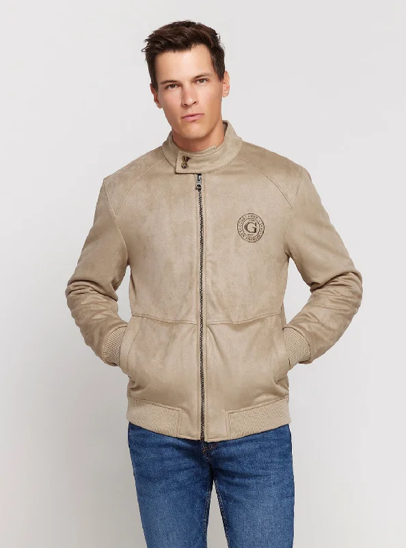 Men's antibacterial leather jacket-Eco Beige Harringtone Jacket