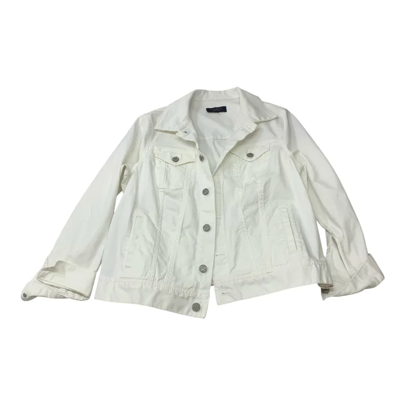 Men's performance trench coat-Jacket Denim By Talbots In White Denim, Size: Lp