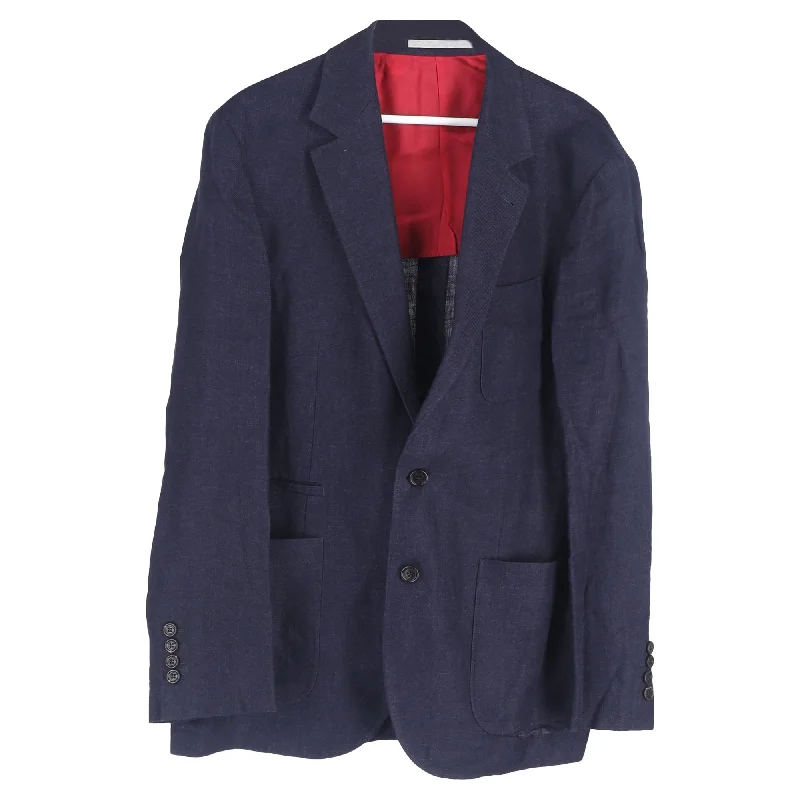 Men's weatherproof utility jacket-Brunello Cucinelli Single-Breasted Blazer and Trousers Set in Navy Blue Cotton