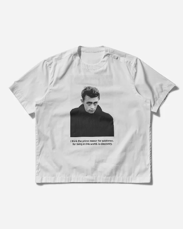 Men's eco-friendly bamboo t-shirt-Men's James Dean Cotton Poplin T-Shirt Off White