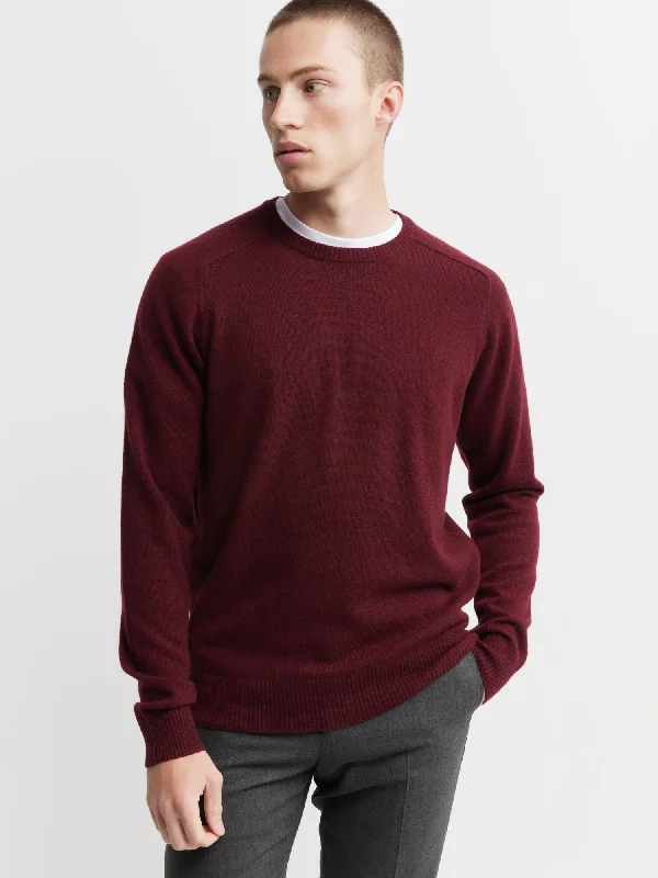 Men's quick-dry sweater-Mens Cashmere Saddle Crew - Shiraz