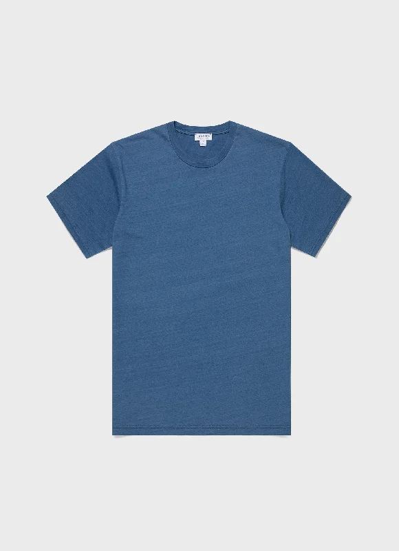 Men's seamless t-shirt-Men's Riviera Midweight T-shirt in Mid Indigo Wash